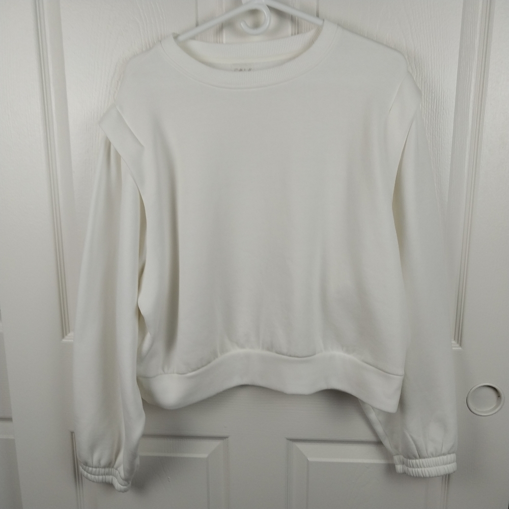 Calia Women's XL Super Soft White Cuffed Sleeve Sweater